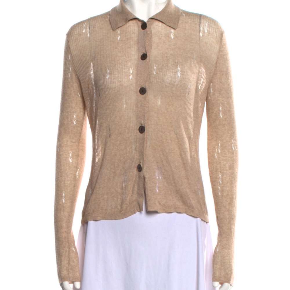 Autumn cashmere distressed long sleeve button up